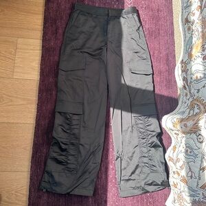 Zara High Waist Satin Cargo Pants